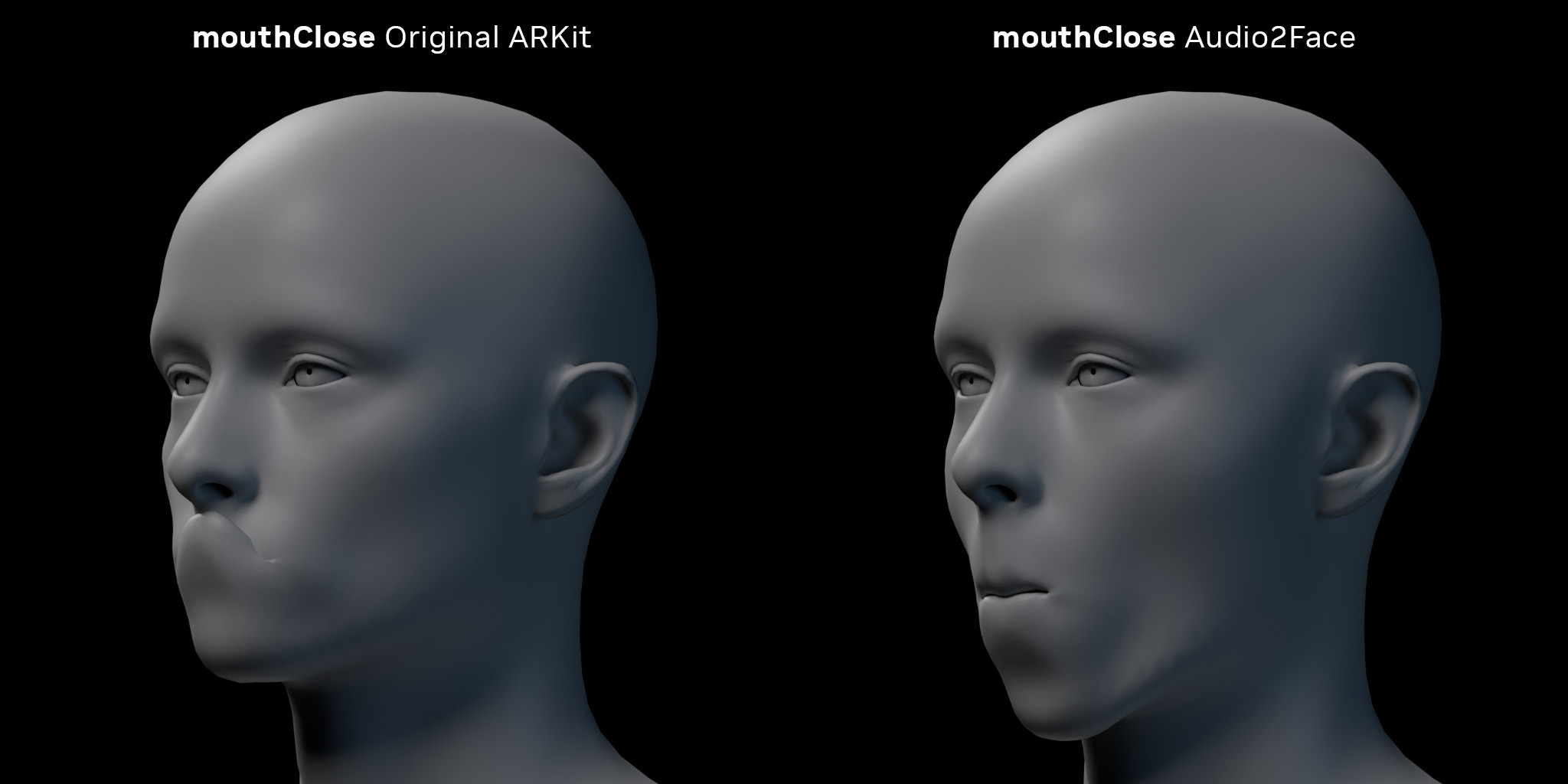 The definition of the blendshape ``mouthClose`` deviates from the standard ARKit version.