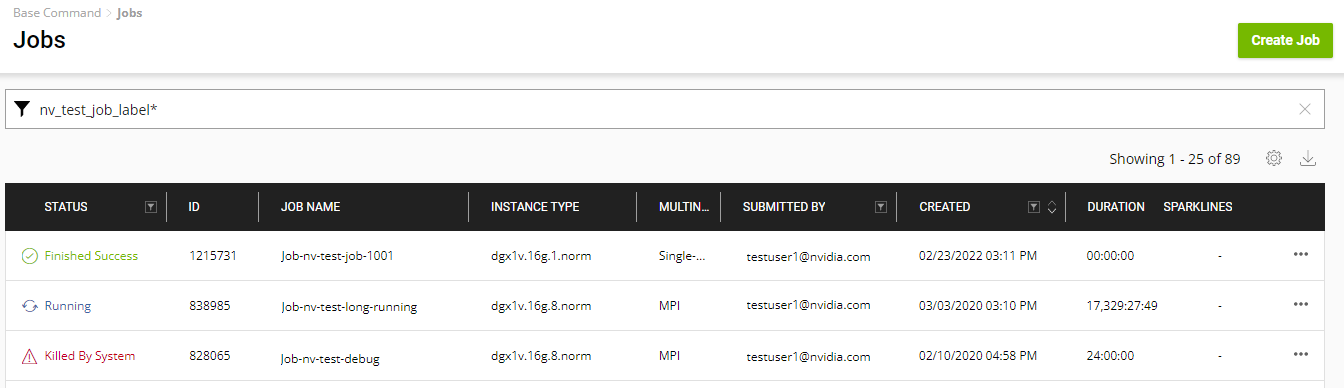 Search for job label