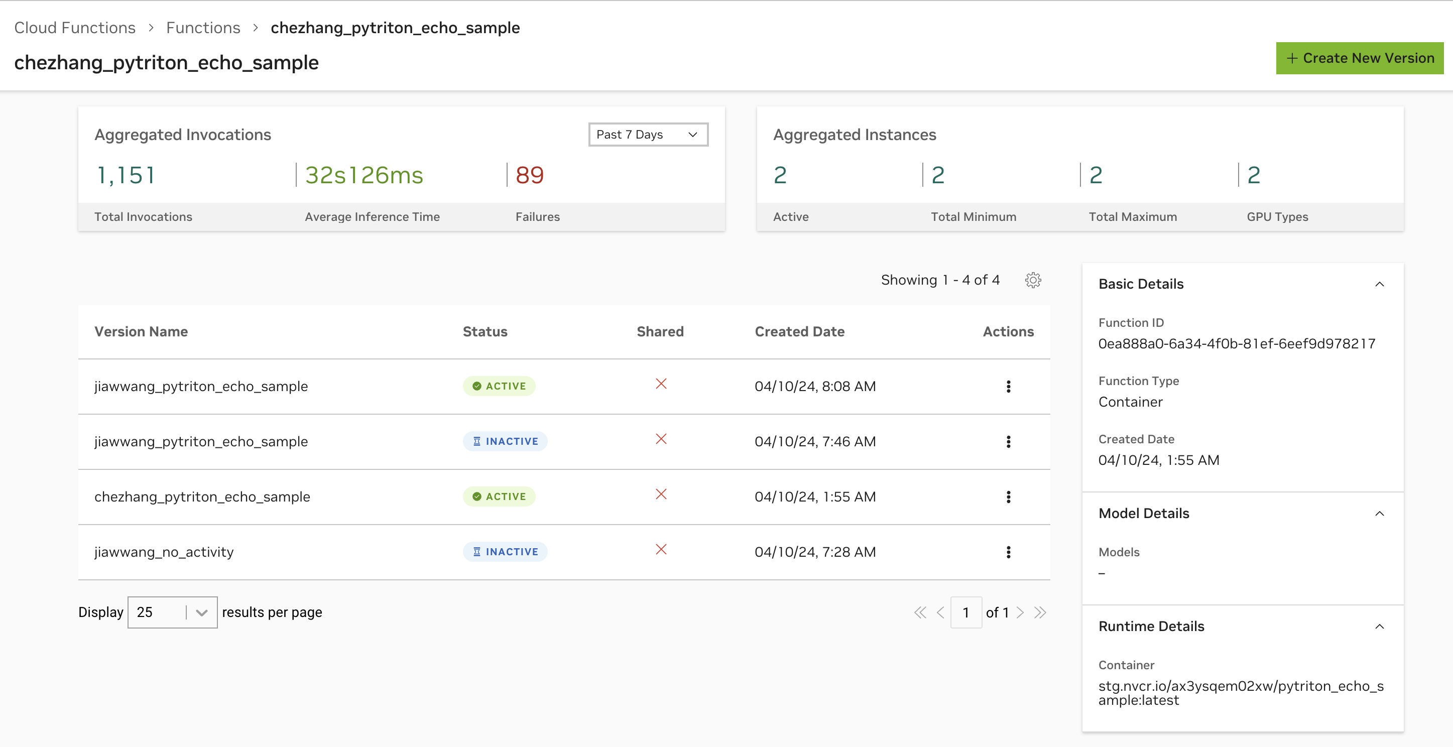 Function Overview Metrics