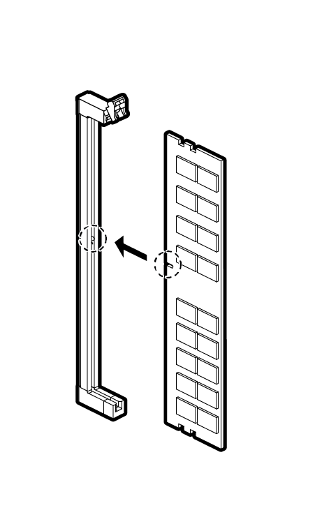 Diagram showing insertion of a DIMM into its socket.