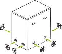 Line drawing showing the DGX Station packing clasps being replaced.