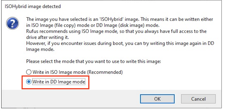 Rufus Hybrid Dialog Box