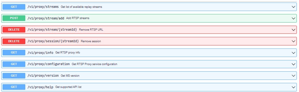 VST API RTSP Proxy Stream