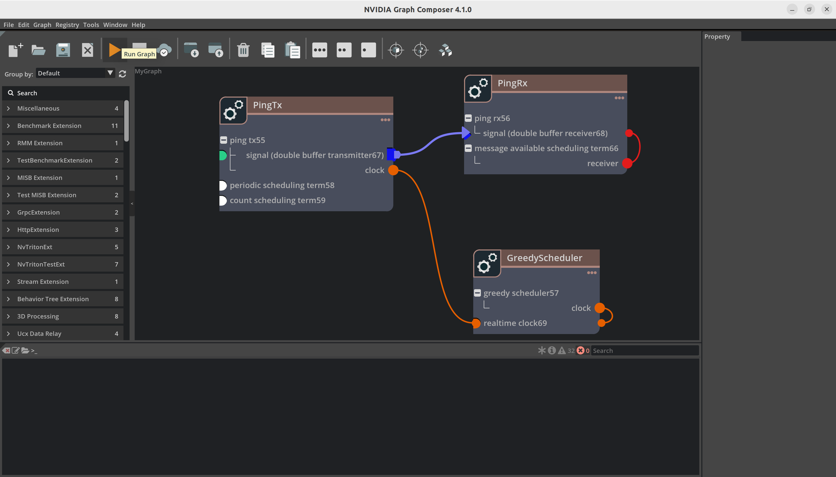 Graph Composer Run Graph Toolbar button