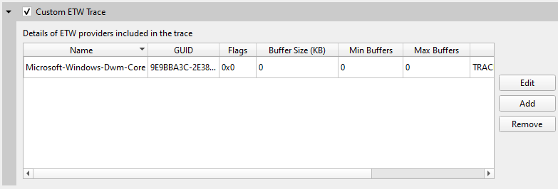 Adding an ETW provider to the trace settings