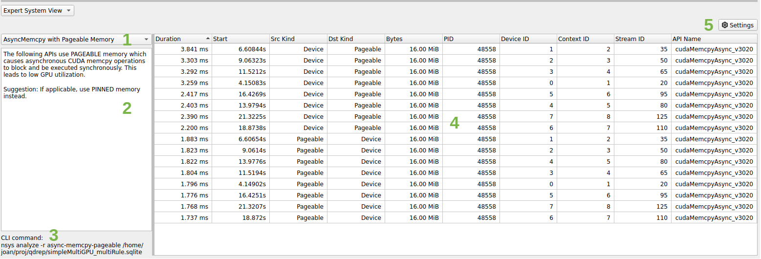 Expert systems information as shown in the GUI