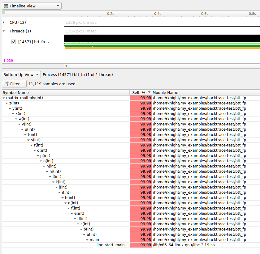 frame pointer backtrace