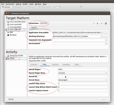 Nsight Compute launch gui