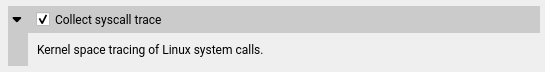 Syscall trace GUI selection