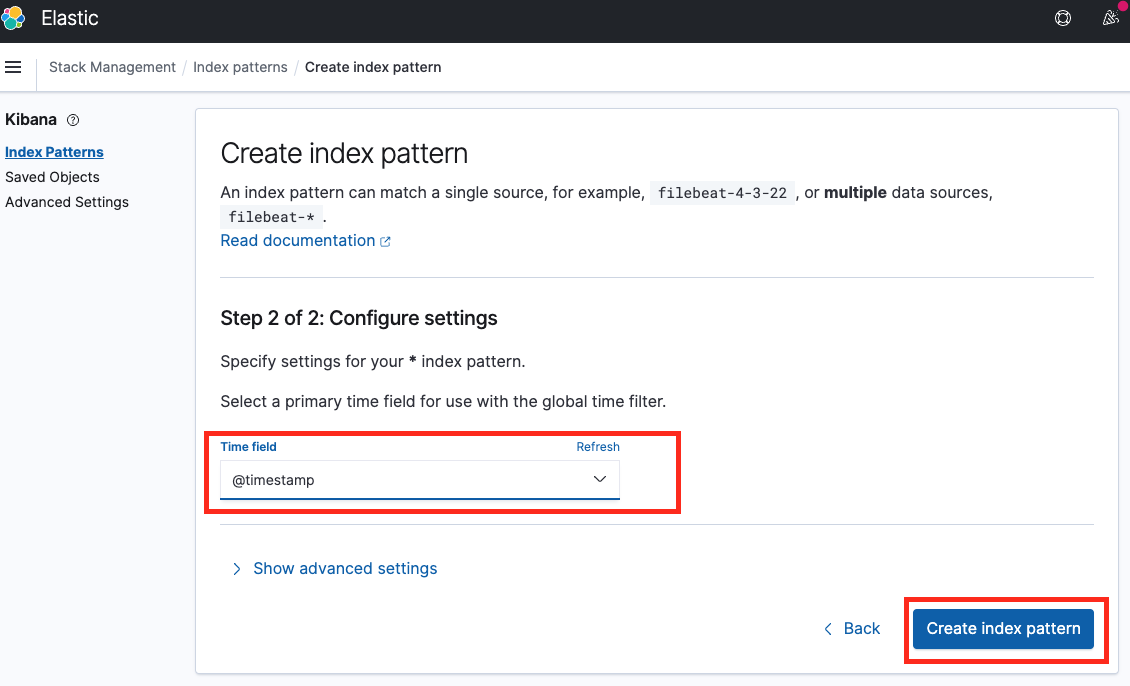 MicroK8S Logging - Kibana - Timestamp field