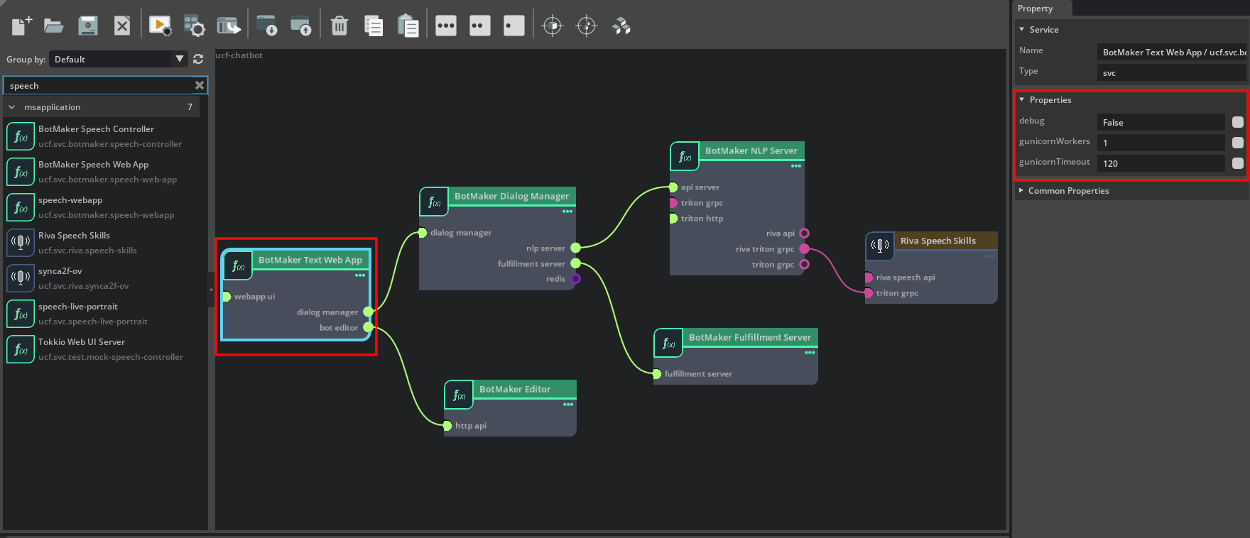 UCS Studio - Setting Microservice Parameters