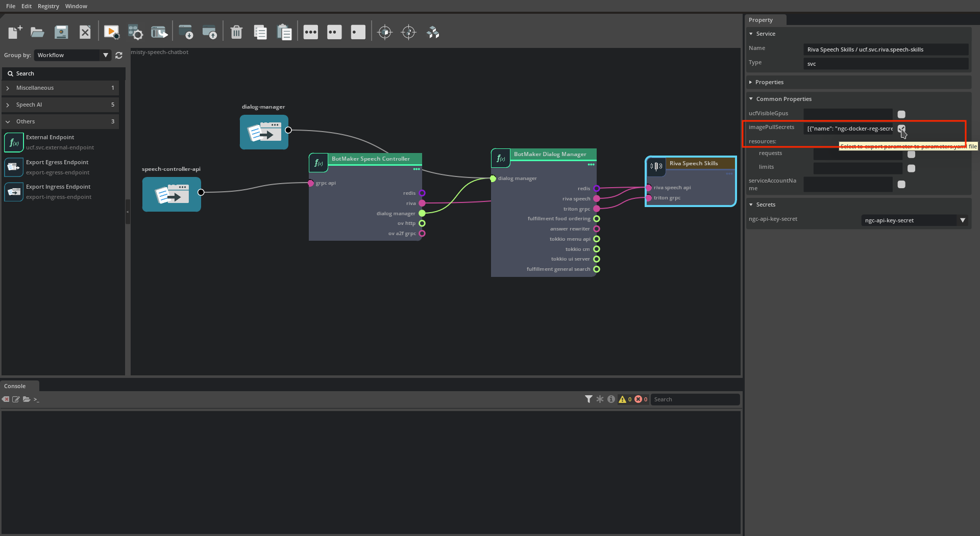 UCS Studio - Export App as MS - Export Parameter