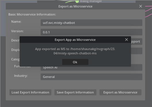 UCS Studio - Export App as MS - Export Success